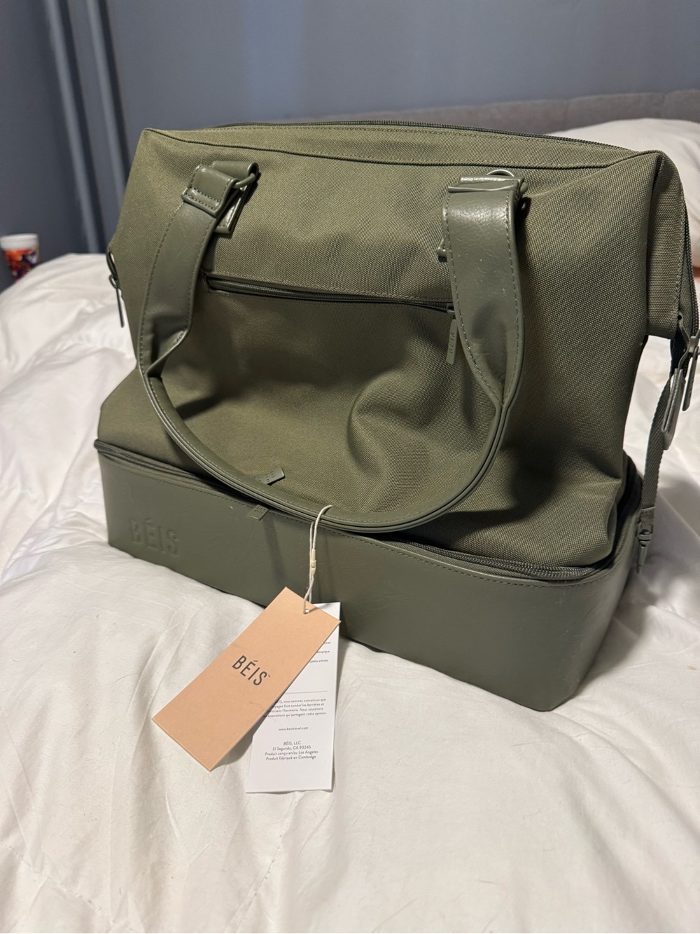 BEIS Olive Mini-Weekender Bag